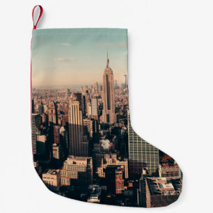 Petite Chaussette De Noël gratte-ciel de New York City toit terrasse vues ur