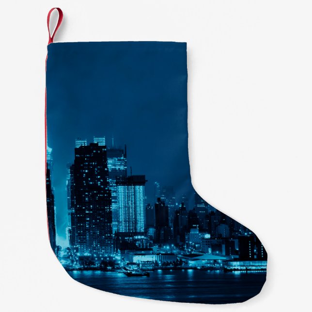 Petite Chaussette De Noël gratte-ciel du centre de Manhattan et puits de New (Devant)