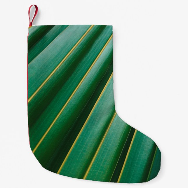 Petite Chaussette De Noël Green leaf texture plant stripes (Devant)