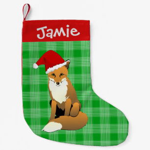 Petite Chaussette De Noël Green Plaid et Fox