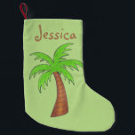 Petite Chaussette De Noël Green Tropical Palm Tree Beach Island Personnalisé<br><div class="desc">Le stockage présente une illustration originale d'un palmier tropical sur un arrière - plan vert. Personnalisez simplement avec votre nom pour un stockage de Noël unique! Ne vois-tu pas ce que tu cherches ? Vous avez besoin d'aide pour la personnalisation ? Contactez Rebecca pour avoir quelque chose conçu pour vous....</div>