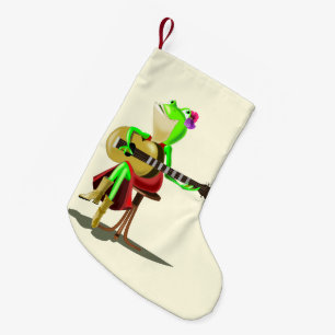 Petite Chaussette De Noël Grenouille de Noël avec guitare - Amusant