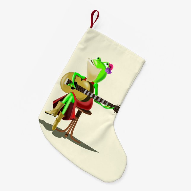 Petite Chaussette De Noël Grenouille de Noël avec guitare - Amusant (Devant (Accrochage))