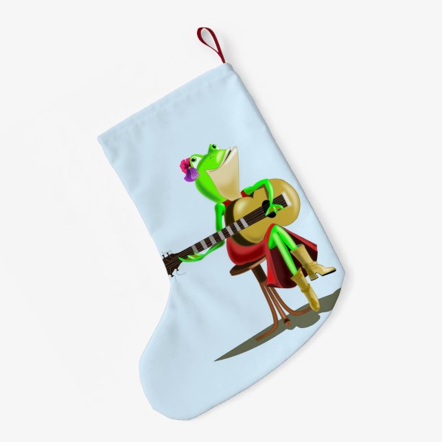 Petite Chaussette De Noël Grenouille Jouer Guitare Noël Stocking - Peinture (Dos (Accrochage))