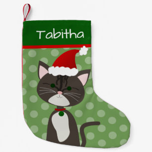 Petite Chaussette De Noël Grey Tabby Père Noël Kitty