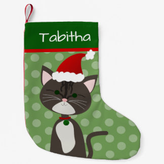 Petite Chaussette De Noël Grey Tabby Père Noël Kitty