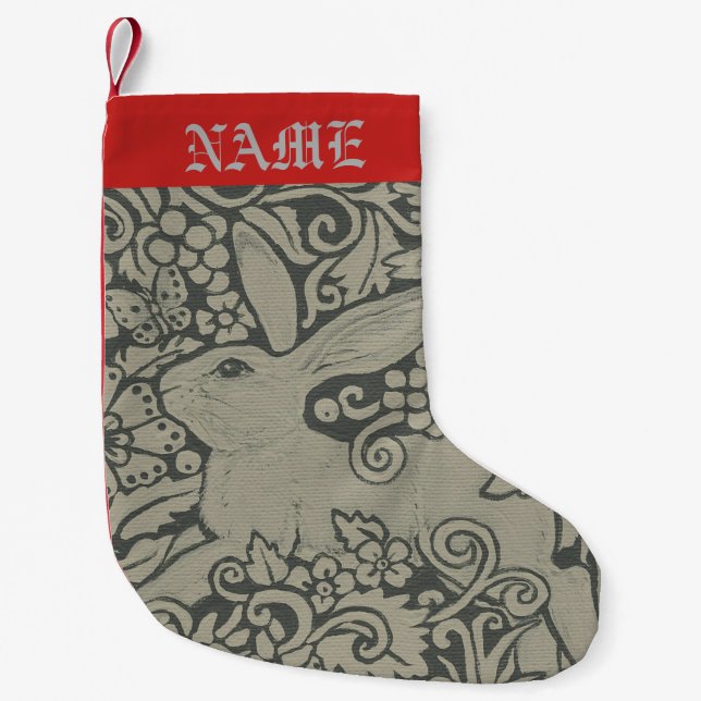 Petite Chaussette De Noël Gris Shades Rabbit Noël Stocker Personnalisé (Devant)