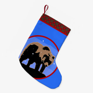 Petite Chaussette De Noël Grizzly Bear en hiver - Art original de la faune