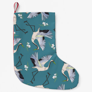 Petite Chaussette De Noël grue, motif, illustration fleur d'oiseau volant