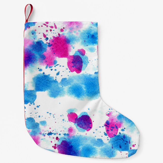 Petite Chaussette De Noël Grunge Taches Aquarelle Texture (Devant)
