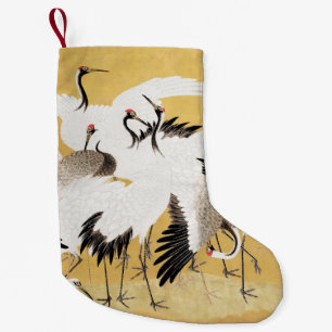 Petite Chaussette De Noël Grupe de grues japonaises Vintage Oiseau Riche Cla