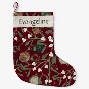 Petite Chaussette De Noël Guirlande de Noël Élégante Rouge avec Baies d'Hive