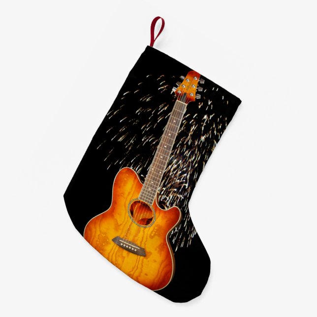 Petite Chaussette De Noël Guitare Avec Feu D'Artifice, (Devant (Accrochage))
