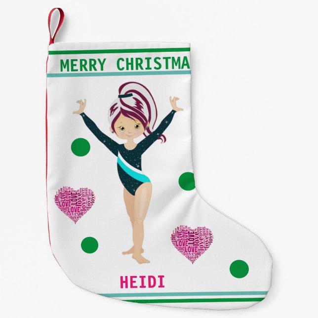 PETITE CHAUSSETTE DE NOËL GYMNASTICS NOËL STOCKAGE POUR LES FILLES. (Devant)