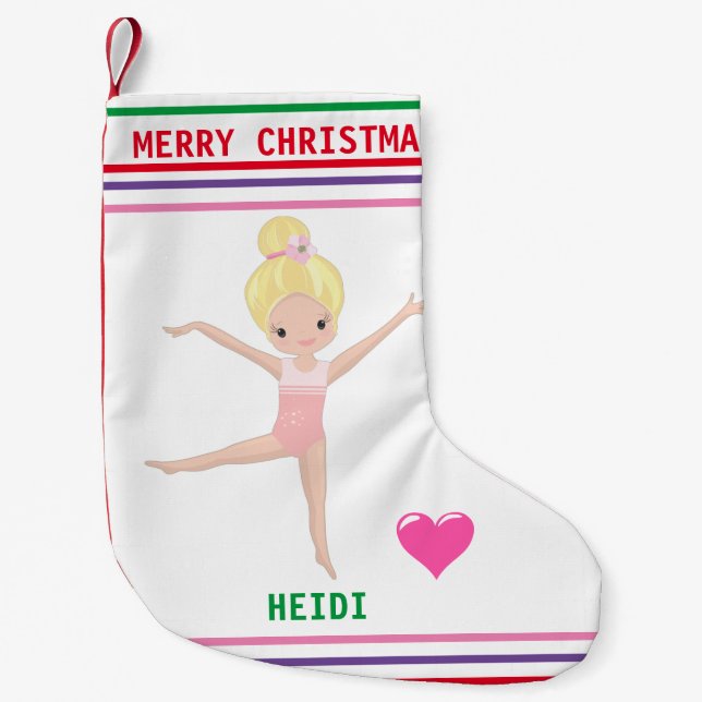PETITE CHAUSSETTE DE NOËL GYMNASTICS NOËL STOCKAGE POUR LES FILLES. (Devant)