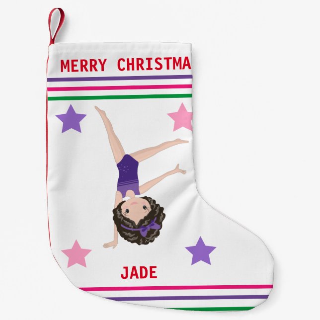 PETITE CHAUSSETTE DE NOËL GYMNASTICS NOËL STOCKAGE POUR LES FILLES. (Devant)