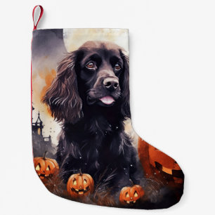 Petite Chaussette De Noël Halloween Cocker Spaniel Avec Citrouilles