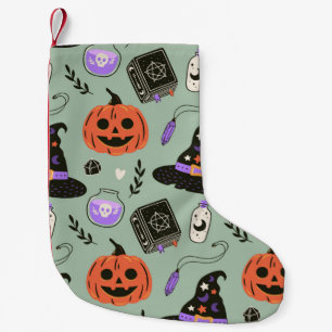 Petite Chaussette De Noël Halloween sans couture motif avec casquette sorciè