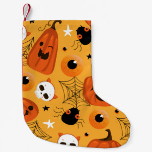Petite Chaussette De Noël Halloween sans couture motif avec citrouilles mign