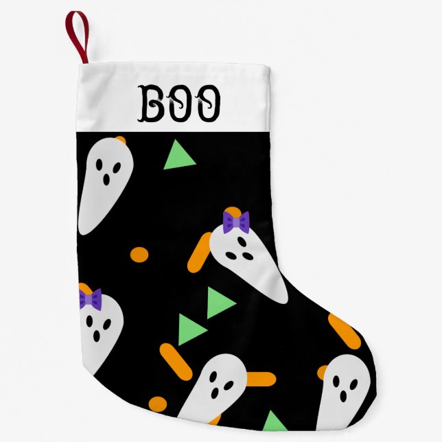 Petite Chaussette De Noël Halloween Stocking | Cute Ghost Confetti (Devant)