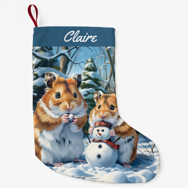 Petite Chaussette De Noël Hamsters et Noël Snowman (Devant)