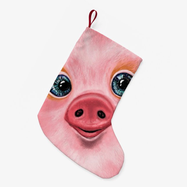 Petite Chaussette De Noël Happy Baby Pig Funny Christmas Stocking - Smile (Devant (Accrochage))