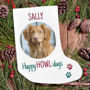 Petite Chaussette De Noël Happy HOWLidays Green Red Christmas Pet Photo