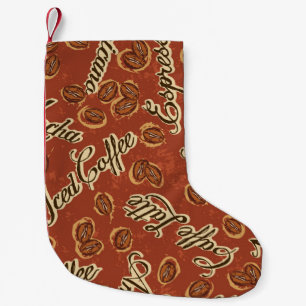 Petite Chaussette De Noël Haricots de café et typographie couteaux de grunge