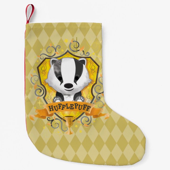 Petite Chaussette De Noël Harry Potter | Charme HUFFLEPUFF™ Crest (Devant)