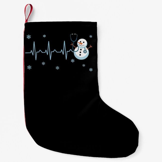 Petite Chaussette De Noël Hearbeat Nurse Snowman Noël (Devant)