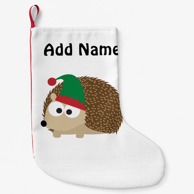 Petite Chaussette De Noël Hedgehog Elf de Noël personnalisable (Devant)