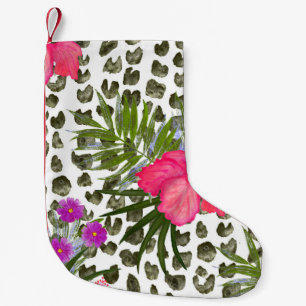 Petite Chaussette De Noël Hibiscus Animal : Aquarelle Motif sans joint.