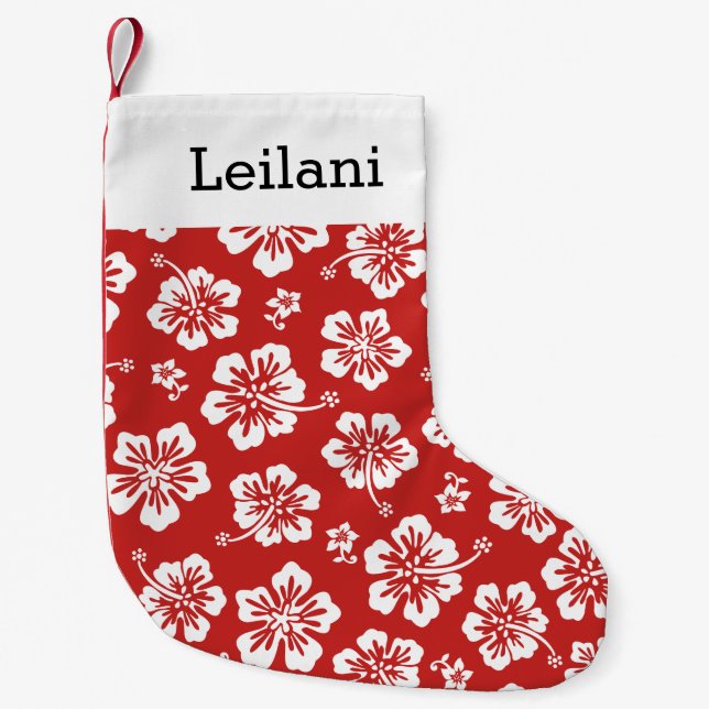 Petite Chaussette De Noël Hibiscus hawaïen personnalisé - Choisissez votre c (Devant)