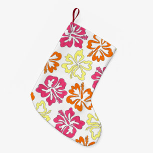 Petite Chaussette De Noël Hibiscus hawaïens tropicaux Fleurs florales Luau