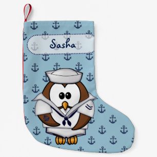 Petite Chaussette De Noël hibou marin
