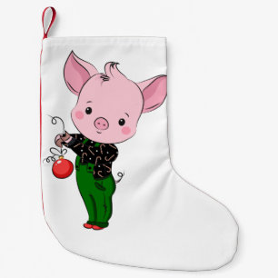Petite Chaussette De Noël hipster cochon de noël