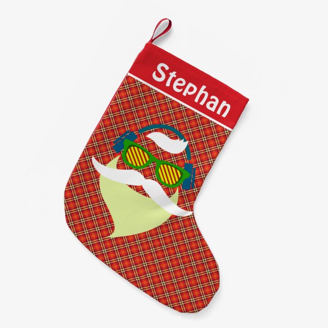 Petite Chaussette De Noël Hipster Santa Claus Noël Stocking (Devant (Accrochage))