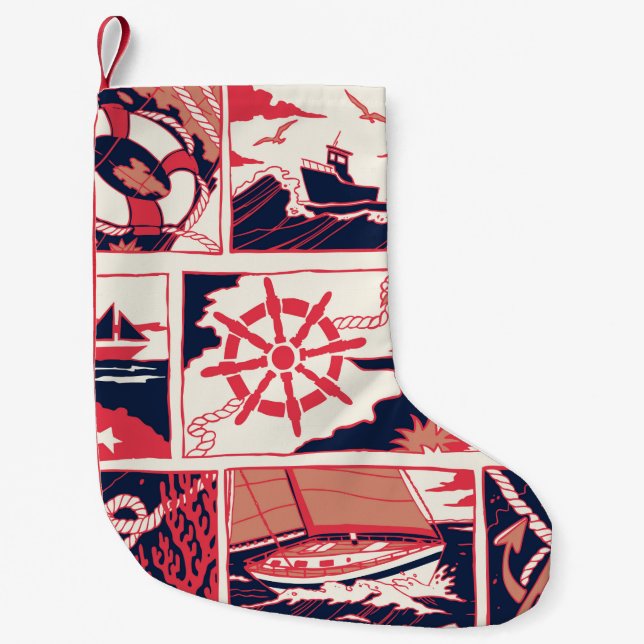Petite Chaussette De Noël Histoire marine (Devant)