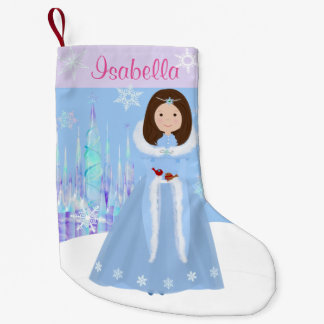 Petite Chaussette De Noël Hiver Princesse Brunette Cheveux