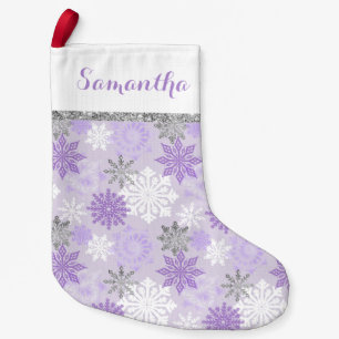 Petite Chaussette De Noël Hiver Purple Et Argent Personnalisé