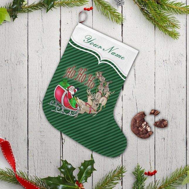 Petite Chaussette De Noël Ho Ho Ho Père Noël Sleigh Reindeer Personnalisé (Personalize with your name!)