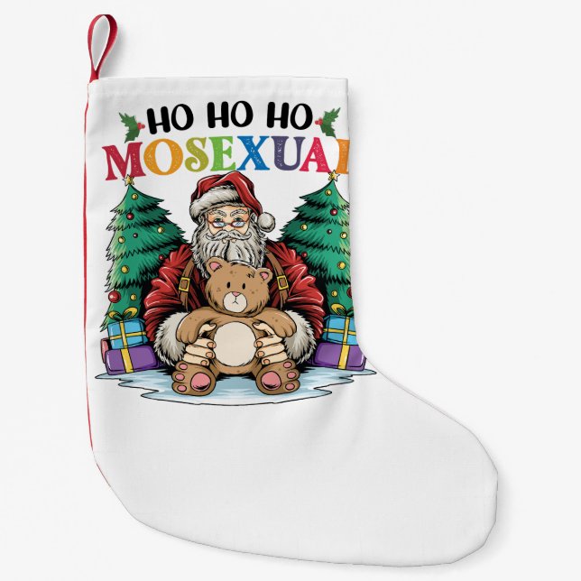 Petite Chaussette De Noël Ho Ho Mosexué Gay Père Noël LGBTQ Gay Christmas (Devant)