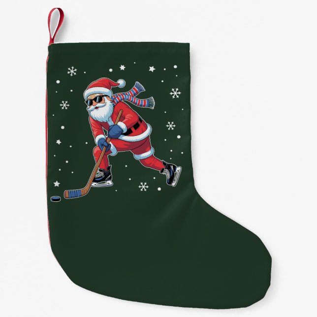 Petite Chaussette De Noël Hockey sur glace Noël Père Noël Jouer équipe de sp (Devant)