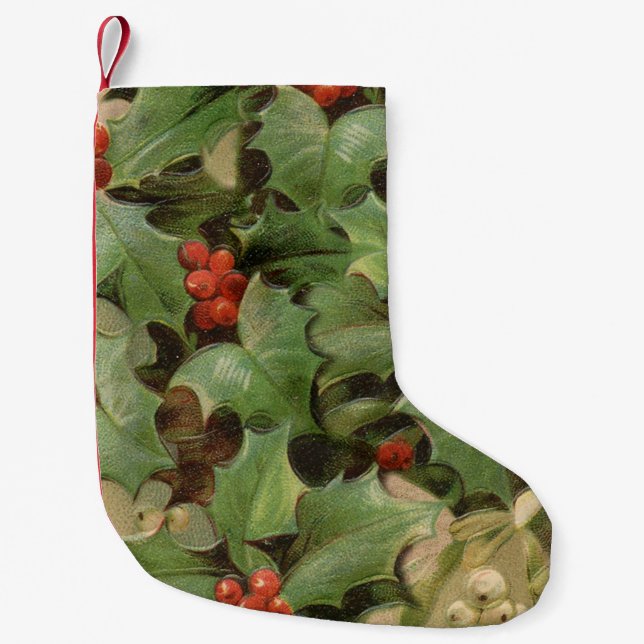 Petite Chaussette De Noël Holly Tree Noël Vintage (Devant)