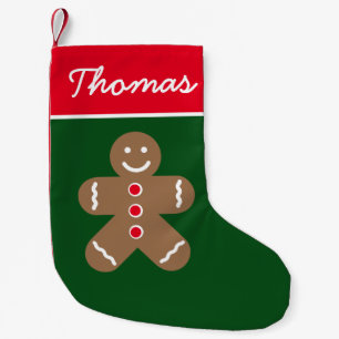 Petite Chaussette De Noël Homme en pain d'épices de Noël vert rouge