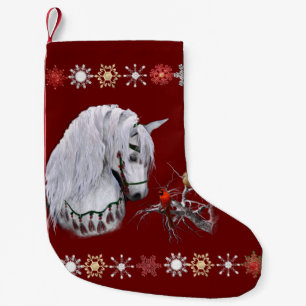 Petite Chaussette De Noël Horse et cardinaux Stocker