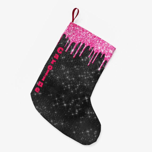 Petite Chaussette De Noël Hot rose Parties scintillant Drift Black Sparkle N (Devant (Accrochage))