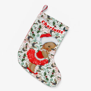 Petite Chaussette De Noël Houx vert rouge nommé ethnique de bébé mignon de