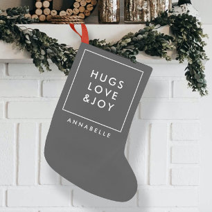 Petite Chaussette De Noël Hugs Love and Jove Style Noël Charcoal Grey