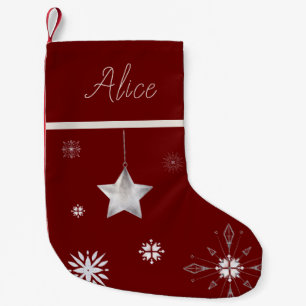 Petite Chaussette De Noël hygge de flocon d'argent Monogramme Noël Stocker